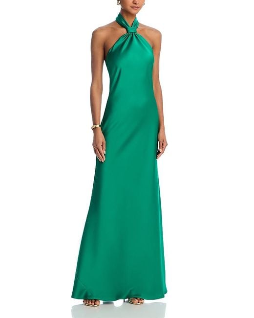 Aqua Knot Halter Gown in Green Lyst