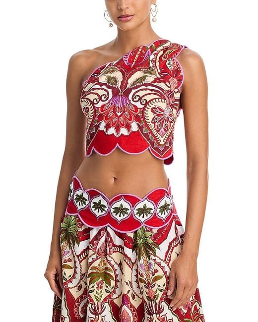 Farm Rio Red Odara One Shoulder Top