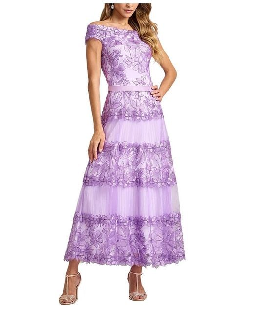 Tadashi Shoji Women's Purple Adriane Floral Embroidered Tea-Length Dress - bombsquadbeer.co.uk Tadashi Shoji Women's Purple Adriane Floral Embroidered Tea-Length Dress - bombsquadbeer.co.uk