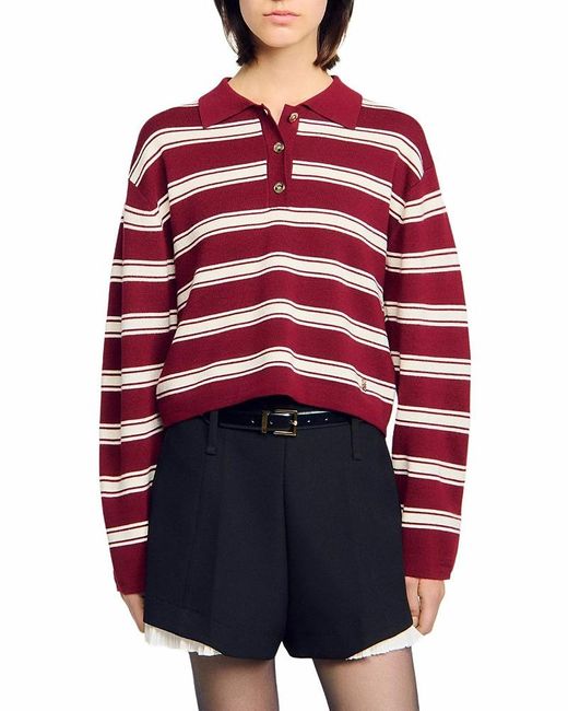Sandro Red Striped Rugby Shirt