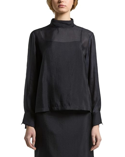 Peserico Black Back Button Collar Blouse