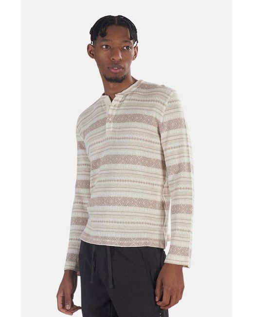 Cream Brady Henley Top in Brown for Men 