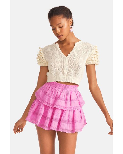 LoveShackFancy Cotton Ruffle Mini Skirt Rose Bloom in Pink | Lyst UK