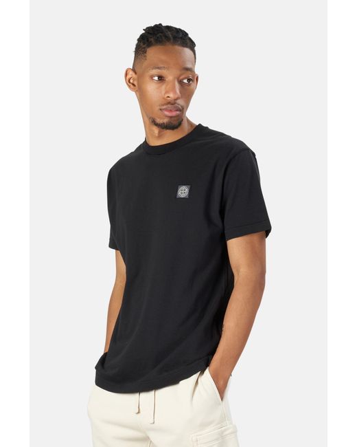 Stone Island Cotton Knitted Fissato T-shirt in Black for Men - Lyst