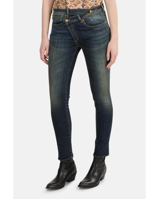 jeans that cross over in the front