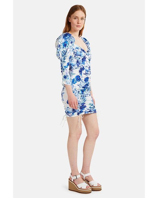 For Love Lemons Satin Hyacinth Drawstring Dress In Navy Blue Lyst