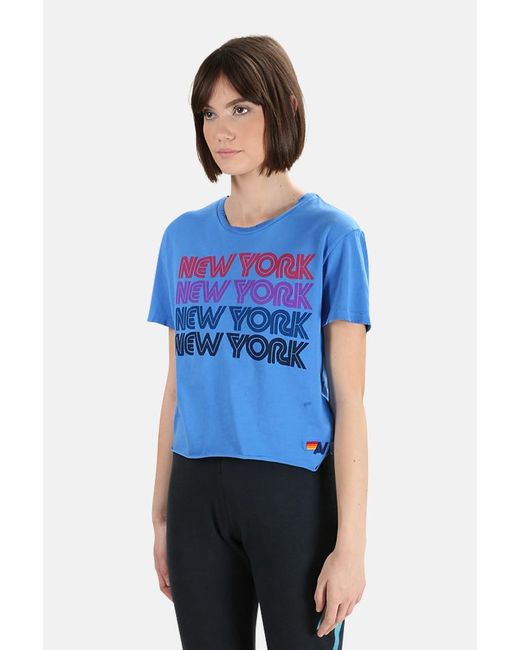 Aviator Nation Cotton Ny Repeat Tshirt in Vintage Blue (Blue) Lyst