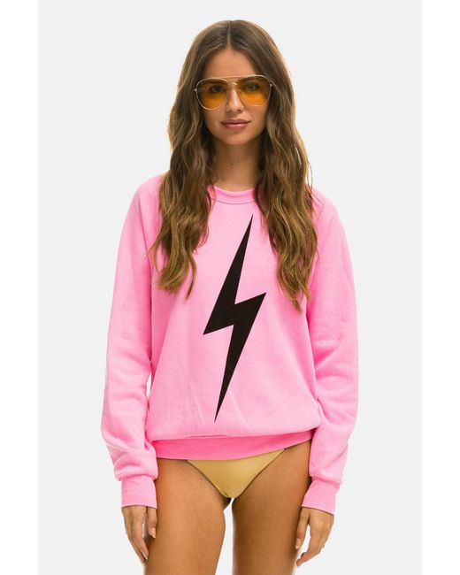 Aviator Nation Bolt Lightweight Sweatshirt Neon in Pink Lyst