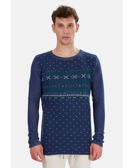 Via Spare Blue Print Sweater for men