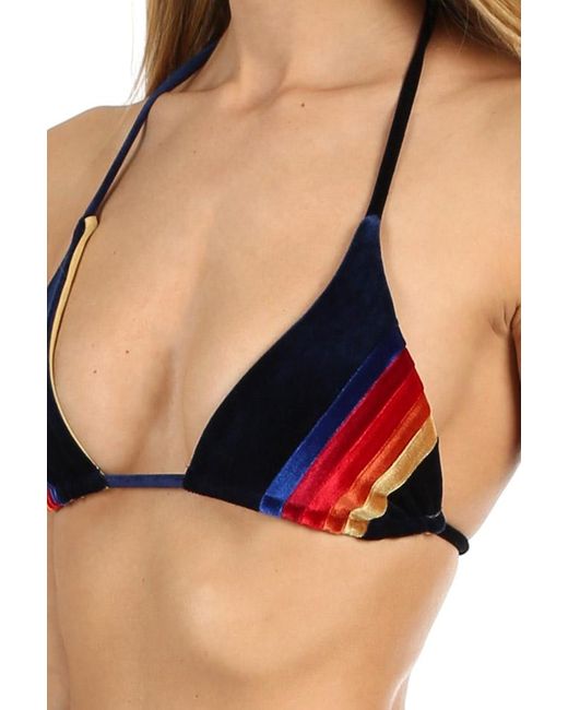 Aviator Nation Velvet Bikini Top Swimwear in Navy (Blue) - Lyst