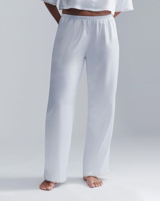Bluebella White Pearl Luxury Satin Trousers/Pearl