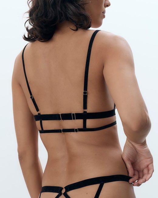 Bluebella Metallic Simone Open Harness Bra Black
