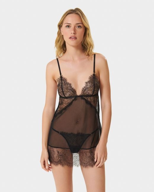 Bluebella Gray Peony Short Chemise And Thong Set