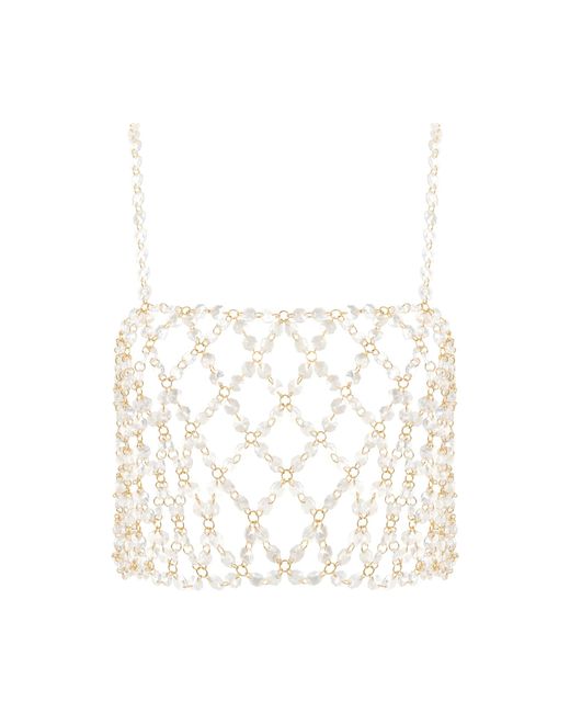 Bluebella White Crystal Cami Crop Top Clear