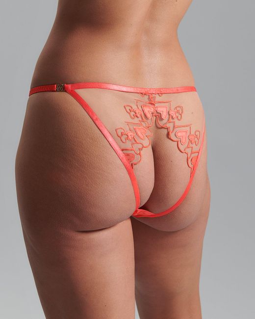 Bluebella Red Harlow Open Back Heart Brief Coral