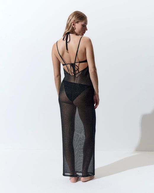 Bluebella Black Marlowe Long Chemise Metallic