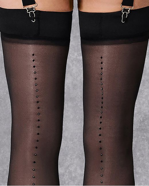 Bluebella Brown Diamante Back Seam Leg/Plain Top Stockings