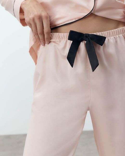 Bluebella Claudia Shirt And Trouser Set Pale Pink/black