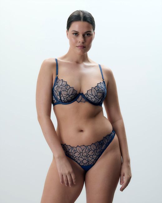 Bluebella Blue Laurel Leaf Embroidered Brief