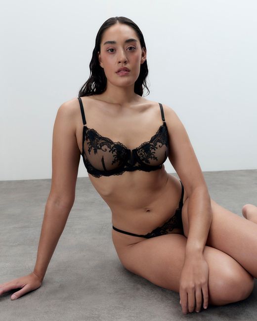 Bluebella Black Marseille Embroidered Sheer Bra