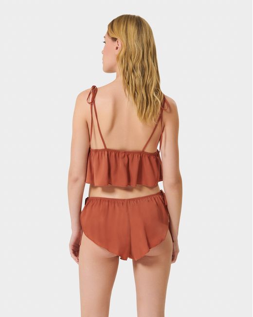 Bluebella Brown Nicole Luxury Satin Crop Cami And Short Set Baked Clay
