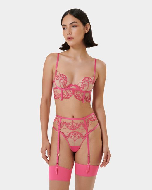 Bluebella Pink Marisa Embroidered Sheer Bra