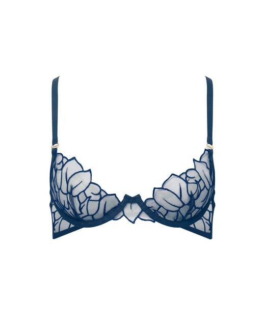 Bluebella Blue Laurel Leaf Embroidered Bra