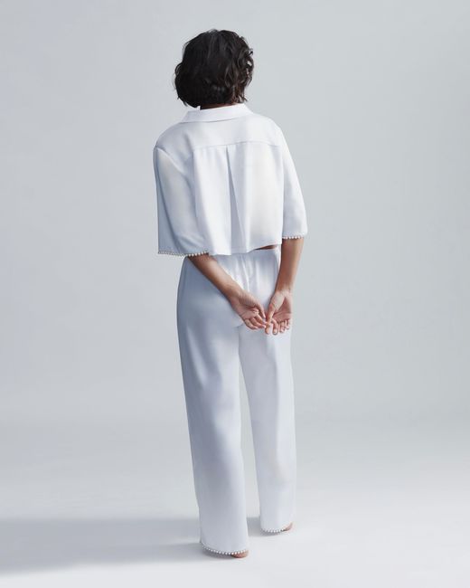 Bluebella White Pearl Luxury Satin Trousers/Pearl