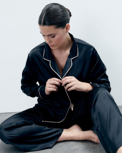 Bluebella Blue Claudia Shirt And Trouser Set Black/pale Pink