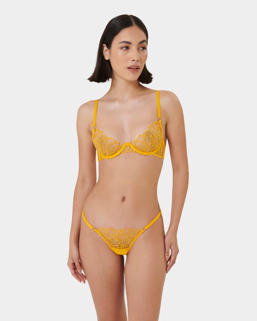 Bluebella Metallic Laurel Leaf Embroidered Bra Gold