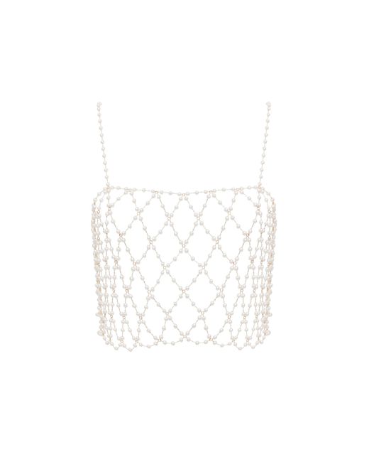 Bluebella White Pearl Crop Cami Pearl/gold