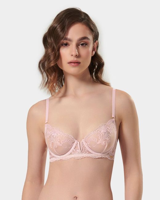 Bluebella Pink Marseille Embroidered Sheer Bra
