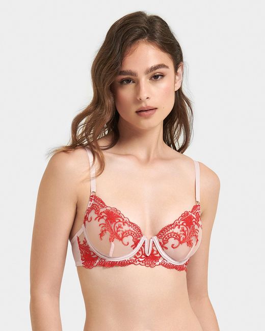 Bluebella Pink Marseille Embroidered Sheer Bra