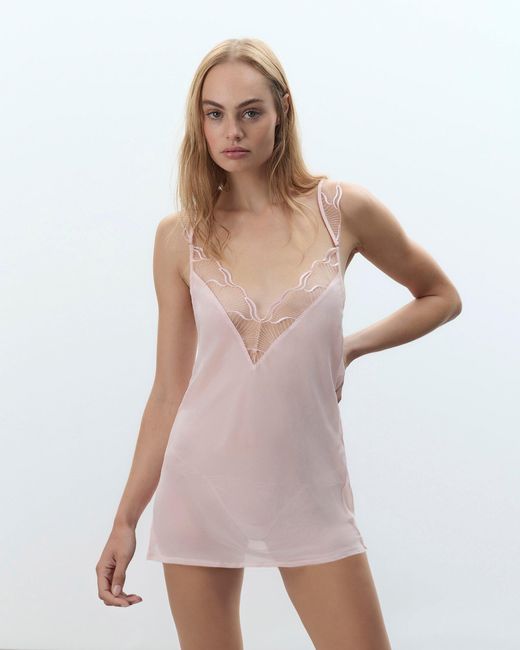 Bluebella Pink Marabel Sheer Chemise Pearl