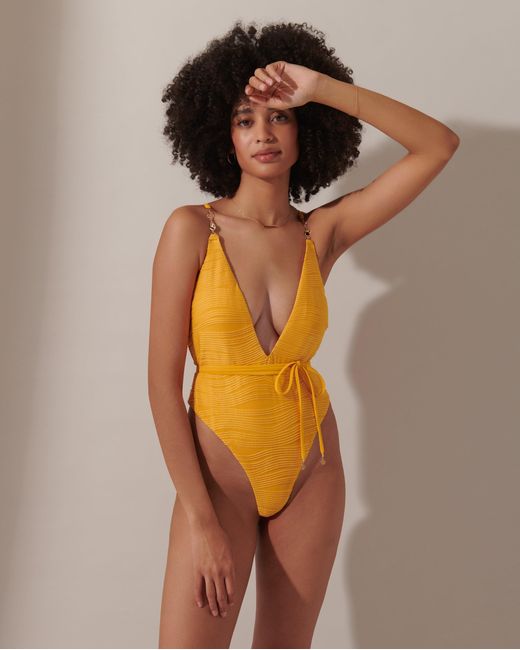 Bluebella Yellow Orta Multi-Way Plunge Swimsuit