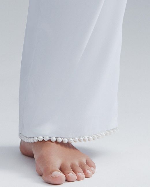 Bluebella White Pearl Luxury Satin Trousers/Pearl