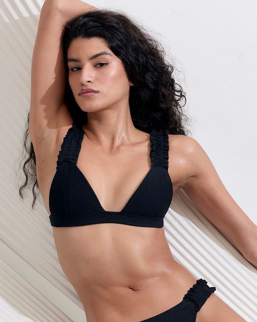 Bluebella Black Flores Ruffle Bikini Top