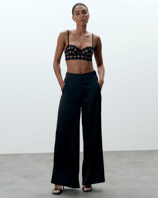 Bluebella Black Presley Luxury Satin Flared Trousers
