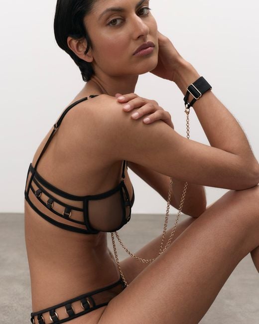 Bluebella Black Valeria Sheer Semi Open Bra