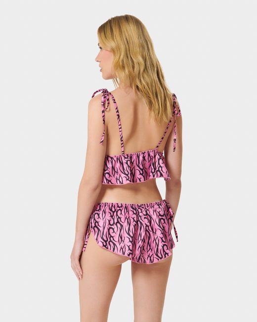Bluebella Pink Bb X Ashley Williams Tattoo Print Luxury Satin Crop Cami And Short Set