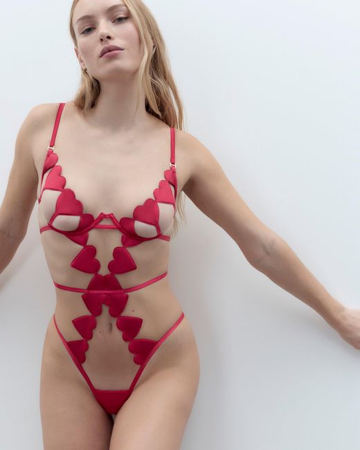 Bluebella Red Gia Open Heart Bodysuit