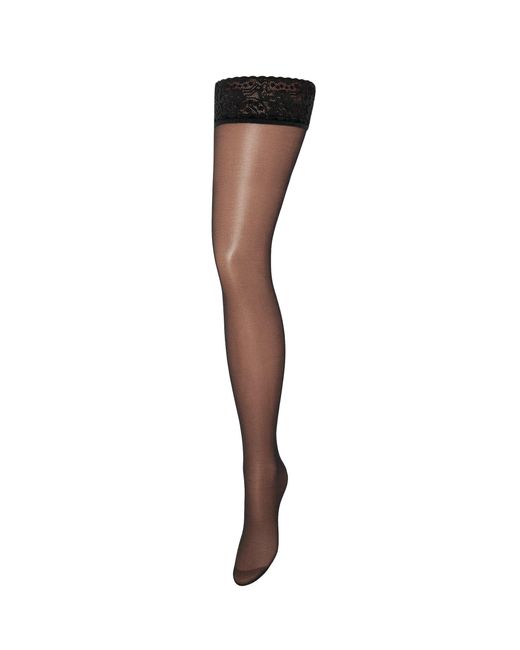 Bluebella White Plain Leg/lace Top Hold Ups Black