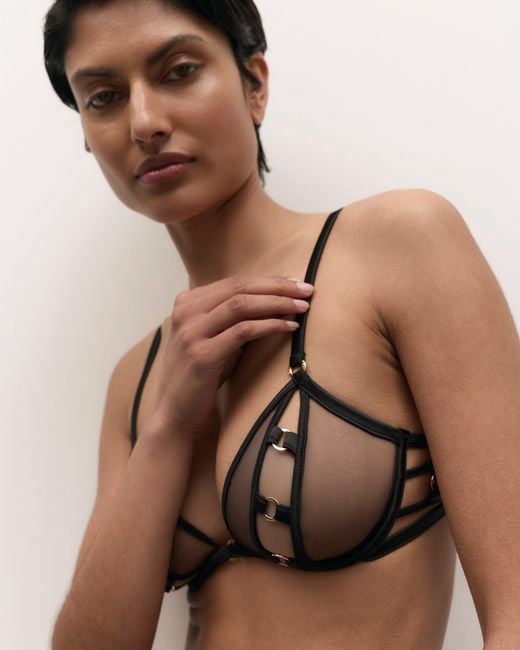 Bluebella Black Valeria Sheer Semi Open Bra