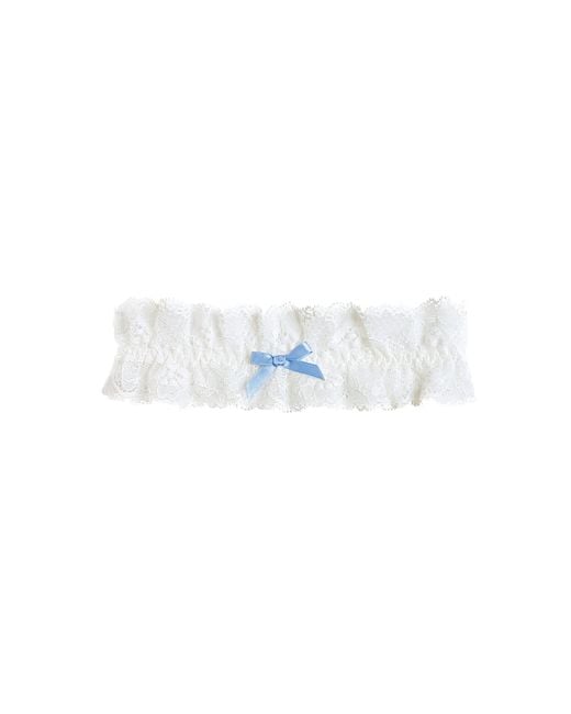 Bluebella White Ivory & Blue Bridal Garter In Lace