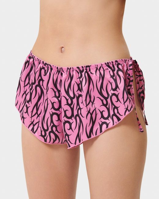 Bluebella Pink Bb X Ashley Williams Tattoo Print Luxury Satin Crop Cami And Short Set