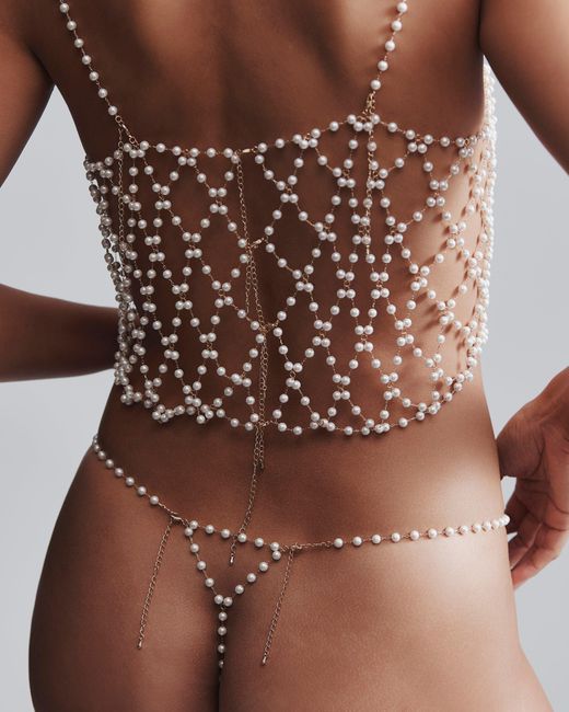 Bluebella White Pearl Crop Cami Pearl/gold