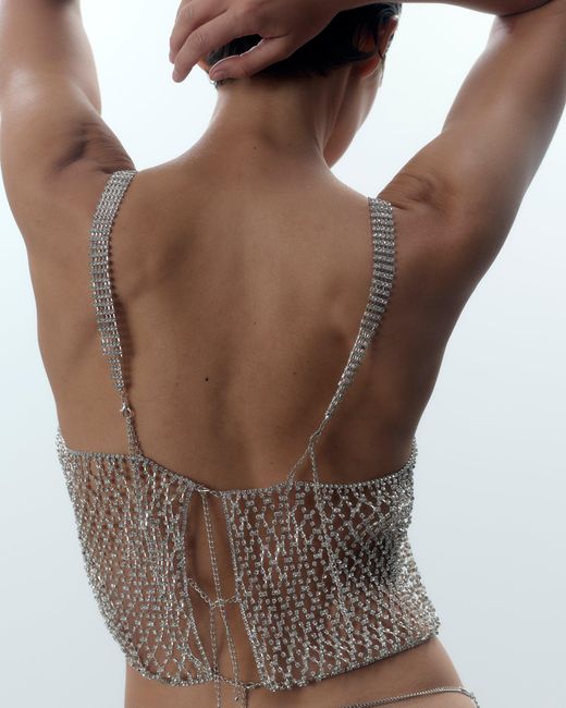 Bluebella White Elsa Diamond Lattice Cami/Clear