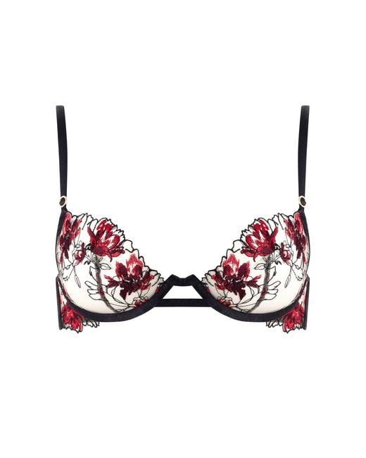 Bluebella Red Calista Sheer Floral Bra/Cherry