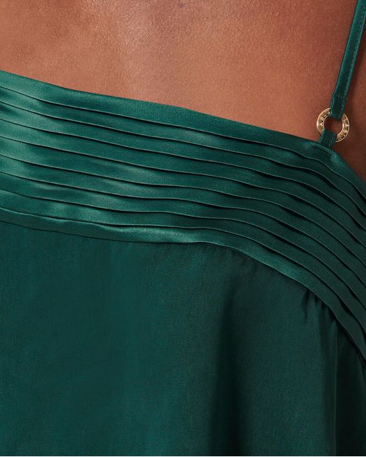 Bluebella Green Stephanie Luxury Satin Crop Cami And Short Set Botanical Garden