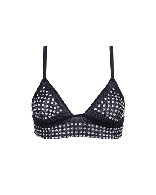 Bluebella Black Bb X Ashish Diamante Satin And Mesh Soft Bralette
